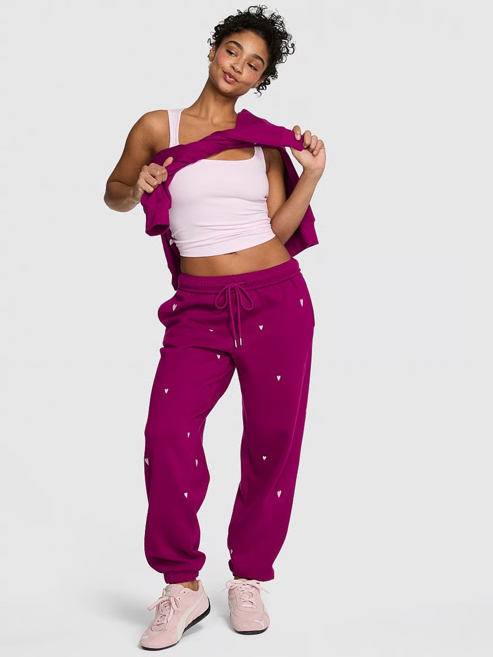 Victoria's Secret Magenta Heart Print Joggers